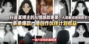 抖音某博主的AI情感故事第一人称解说视频教学,条条爆款,撸创作伙伴计划收益-网赚36计