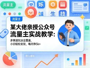 某大佬亲授公众号流量主实战教学:多赛道玩法全覆盖,小白轻松变现,每月多挣5k+-网赚36计