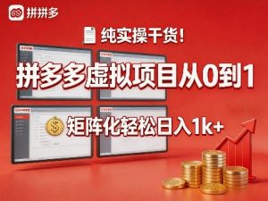 纯实操干货!拼多多虚拟项目从0到1,矩阵化轻松日入1k+【揭秘】-网赚36计