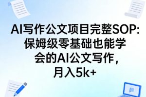 AI写作公文项目完整SOP,保姆级零基础也能学会的AI公文写作,月入5k+-网赚36计