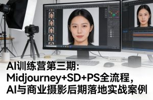 AI训练营第三期：Midjourney+SD+PS全流程，AI与商业摄影后期落地实战案例-网赚36计