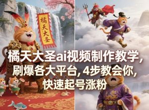 橘天大圣ai视频制作教学，刷爆各大平台，4步教会你，快速起号涨粉-网赚36计