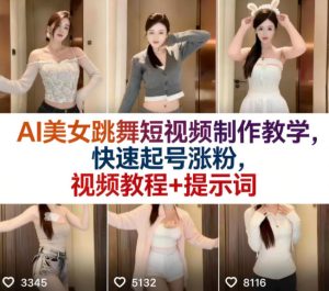 AI美女跳舞短视频制作教学,快速起号涨粉,视频教程+提示词-网赚36计