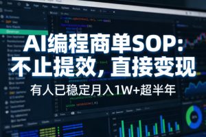 AI编程商单SOP,AI编程不能只给工作提效,还要直接变现,有人已经稳定月入1W+半年了-网赚36计