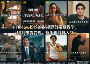抖音46w粉丝的影视混剪带货教学,从0到带货变现,新手也能月入6k+-网赚36计