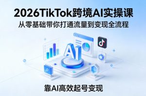 2026TikTok跨境AI实操课,从零基础带你打通流量到变现全流程,靠AI高效起号变现-网赚36计