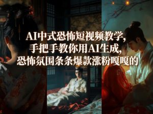 AI中式恐怖短视频教学,手把手教你用AI生成,恐怖氛围条条爆款涨粉嘎嘎的-网赚36计