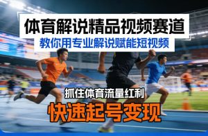 体育解说精品视频赛道,教你用专业解说赋能短视频,抓住体育流量红利,快速起号变现-网赚36计