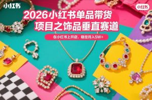 2026小红书单品带货项目之饰品垂直赛道,潮在小红书上开店,稳定月入5W+(更新0401)-网赚36计