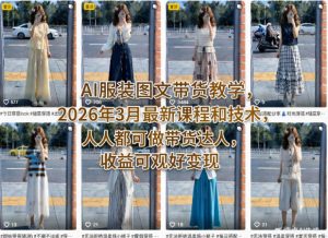 AI服装图文带货教学,2026年3月最新课程和技术,人人都可做带货达人,收益可观好变现-网赚36计