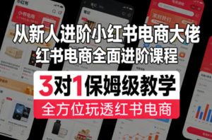 从新人进阶小红书电商大佬,红书电商全面进阶课程,3对1保姆级教学,全方位玩透红书电商-网赚36计