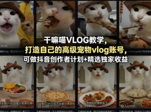 干嘛喵VLOG教学,打造自己的高级宠物vlog账号,可做抖音创作者计划+精选独家收益-网赚36计