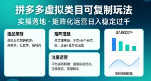 拼多多虚拟类目可复制玩法,实操落地,矩阵化日入稳定过千【揭秘】-网赚36计