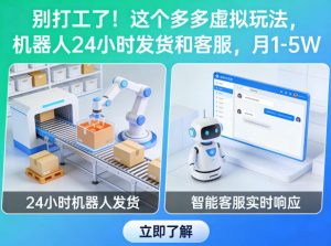 别打工了!这个多多虚拟玩法,机器人24小时发货和客服,月1-5W【揭秘】-网赚36计