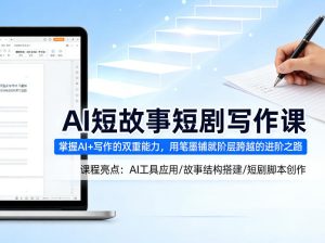 AI短故事短剧写作课,掌握AI+写作的双重能力,用笔墨铺就阶层跨越的进阶之路-网赚36计