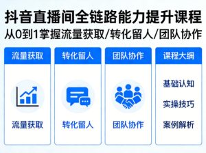 抖音直播间浓缩版视频课程,从0到1掌握直播间流量获取、转化留人、团队协作的全链路能力-网赚36计