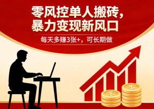 零风控单人搬砖，暴力变现新风口，每天多賺3张+，可长期做【揭秘】-网赚36计