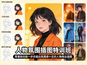 人物氛围插图特训班,零基础也能一步步画出氛围感十足的人物商业插图-网赚36计