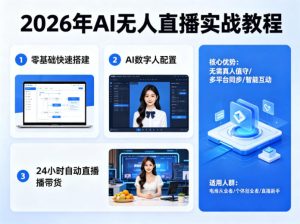 2026年AI无人直播实战教程,零基础也能快速搭建AI数字人无人直播间,实现24小时自动直播带货-网赚36计