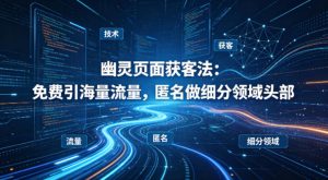 用懂技术!幽灵页面获客法:免费引海量流量,匿名做细分领域头部-网赚36计