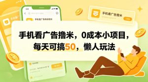 手机看广告撸米，0成本小项目，每天可搞50，懒人玩法-网赚36计