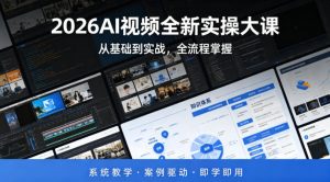 2026AI视频全新实操大课,从基础到实战,全流程掌握,系统教学·案例驱动·即学即用-网赚36计