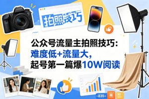 公众号流量主之拍照技巧赛道，难度低+流量大，起号第一篇就爆了10w阅读-网赚36计