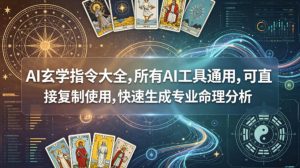 AI玄学指令大全,所有AI工具通用,可直接复制使用,快速生成专业命理分析-网赚36计
