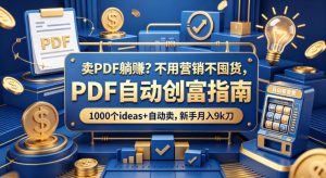 卖PDF躺賺?不用营销不囤货,PDF自动创富指南,1000个ideas+自动卖,新手月入9k刀【原创双语字幕】-网赚36计