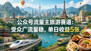公众号流量主之旅游赛道,受众广+流量稳,平均单日收益5张+-网赚36计