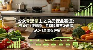 公众号流量主之食品安全赛道,受众广+流量稳,每篇作品稳定万次阅读,从0-1全流程讲解-网赚36计