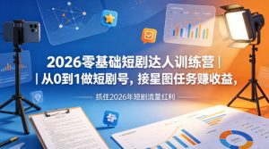 2026零基础短剧达人训练营|从0到1做短剧号,接星图任务賺收益,抓住2026年短剧流量红利-网赚36计