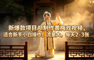 新爆款项目AI制作黄梅戏视频，适合新手小白操作，流量大，每天2-3张-网赚36计