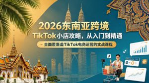 2026东南亚跨境TikTok小店攻略,从入门到精通、全面覆盖TikTok电商运营的实战课程(更新4月)-网赚36计