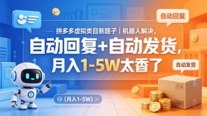 拼多多虚拟类目新路子|机器人解决,自动回复+自动发货,月入1-5W太香了【揭秘】-网赚36计