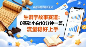 公众号流量主——生僻字故事赛道,流量稳,好上手,0基础小白也能10分钟一篇-网赚36计