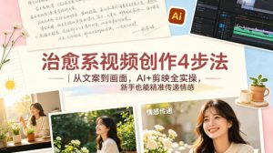 治愈系视频创作4步法｜从文案到画面，AI+剪映全实操，新手也能精准传递情感-网赚36计