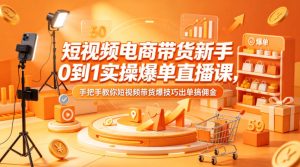短视频电商带货新手0到1实操爆单直播课,手把手教你短视频带货爆技巧出单搞佣金-网赚36计