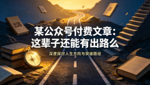 某公众号付费文章:这辈子还能有出路么-网赚36计