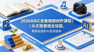 2026AIGC全能视频创作课程|从文图音视全链路,零基础进阶AI变现接单-网赚36计
