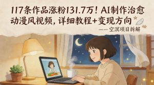 117条作品涨粉131.7W！AI制作治愈动漫风视频，详细教程+变现方向-网赚36计