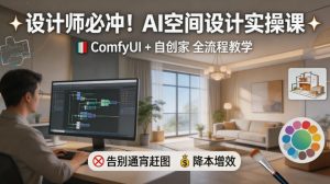 设计师必冲!AI空间设计实操课,ComfyUI+自创家全教学,告别通宵赶图,降本增效-网赚36计