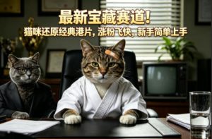最新宝藏赛道！猫咪还原经典港片，涨粉飞快，新手简单上手-网赚36计
