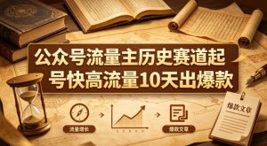 公众号流量主之历史赛道,起号快+高流量,10天就能出爆款!-网赚36计