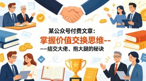某公众号付费文章：掌握价值交换思维—-结交大佬、抱大腿的秘诀-网赚36计