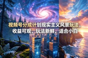 视频号分成计划现实主义风景玩法，收益可观，玩法新鲜，适合小白-网赚36计