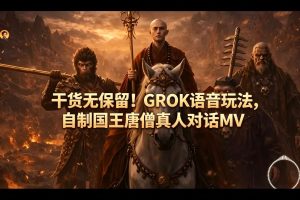 干货无保留!GROK语音玩法,自制国王唐僧真人对话MV-网赚36计