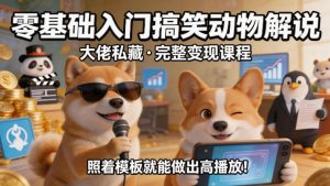 零基础入门搞笑动物解说,大佬私藏完整变现课程,照着模板就能做出高播放-网赚36计