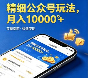 精细化公众号玩法，我们给你提供文章，你来负责发布，收益可观，月入1W+【揭秘】-网赚36计