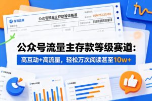 公众号流量主之存款等级赛道,高互动+高流量,轻松达到万次阅读,甚至10w+-网赚36计